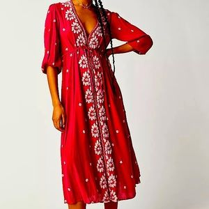 Embroidered Fable Midi Dress